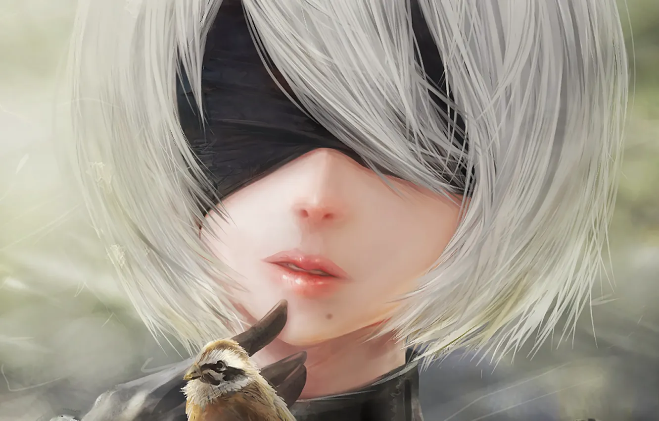 Photo wallpaper kawaii, girl, sword, game, robot, dress, woman, beautiful