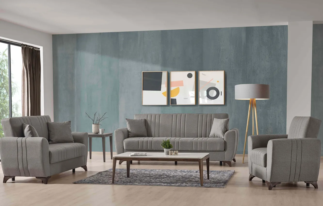 Photo wallpaper design, style, room, lamp, interior, minimalism, picture, living room