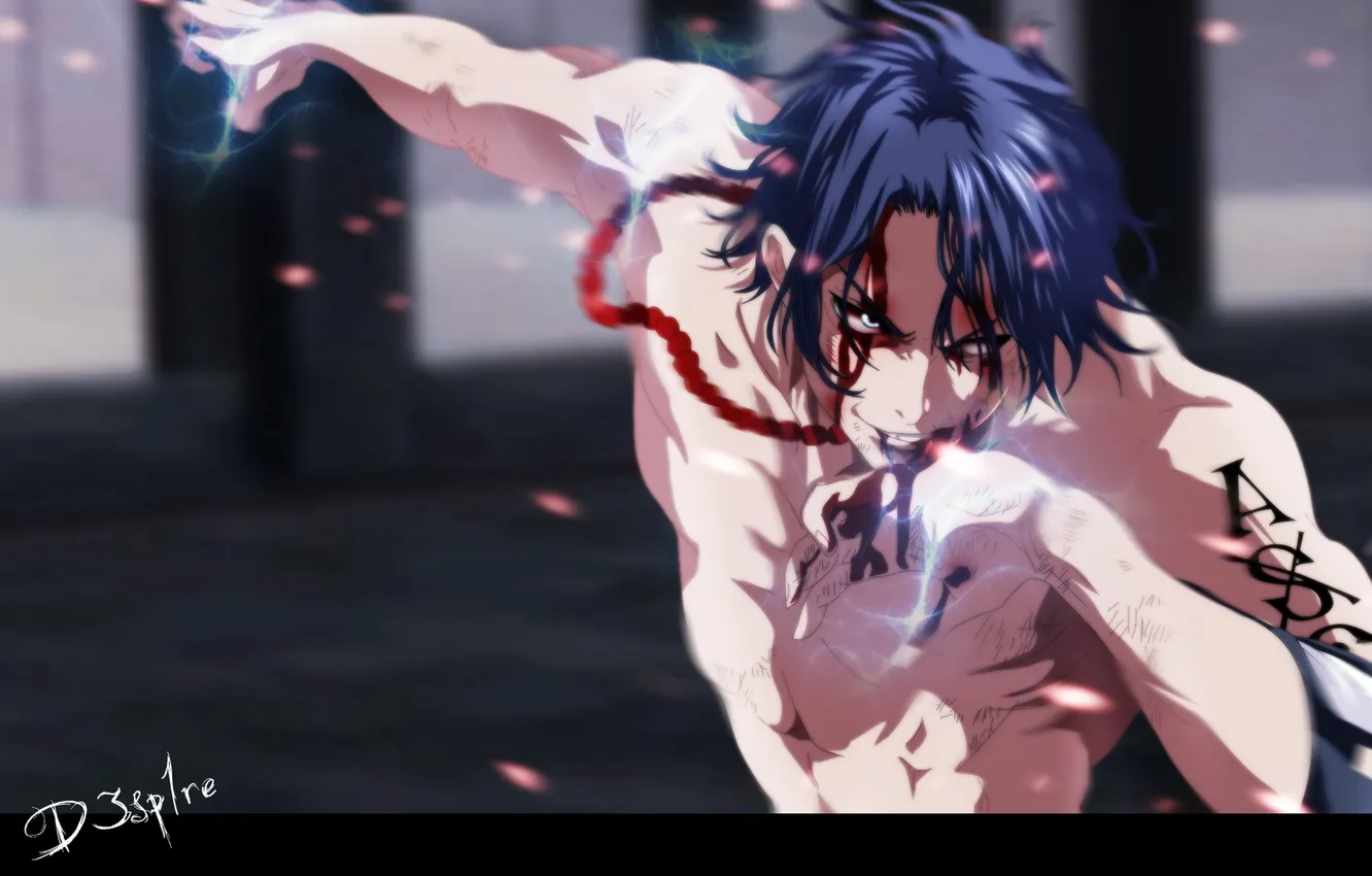 Photo wallpaper smile, blood, anime, art, guy, One Piece, portgas d ace, d3sp1re