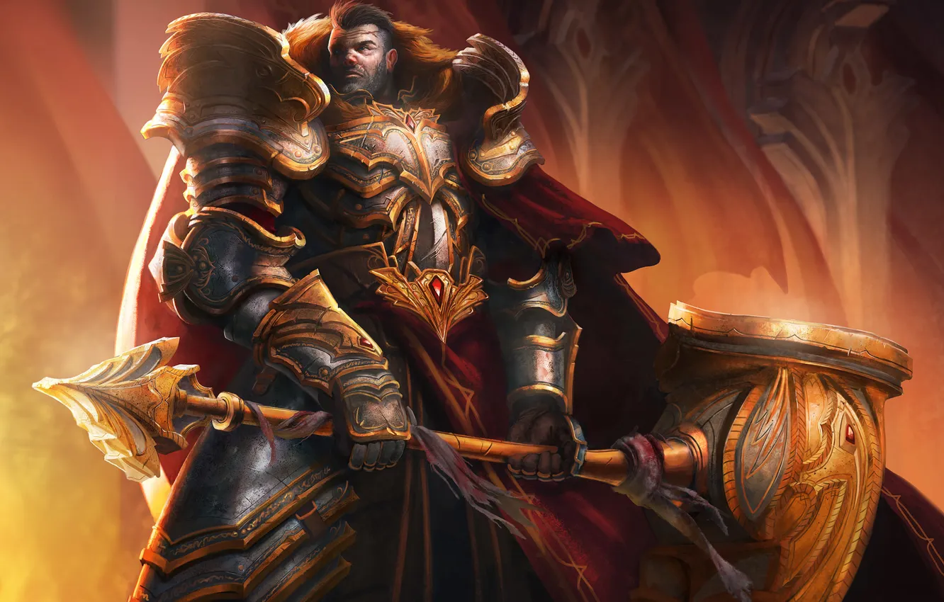 Photo wallpaper weapons, armor, hammer, warrior, art, cloak