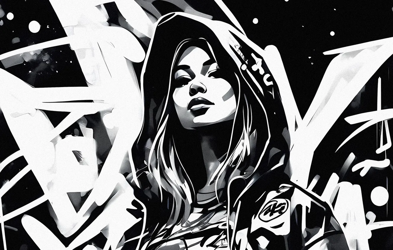 Photo wallpaper girl, graffiti, woman