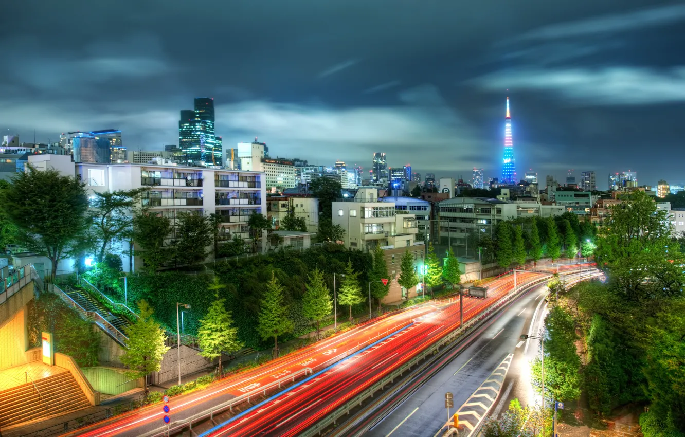 Photo wallpaper road, HDR, Japan, Tokyo, Tokyo, Japan, Trey, Ratcliff