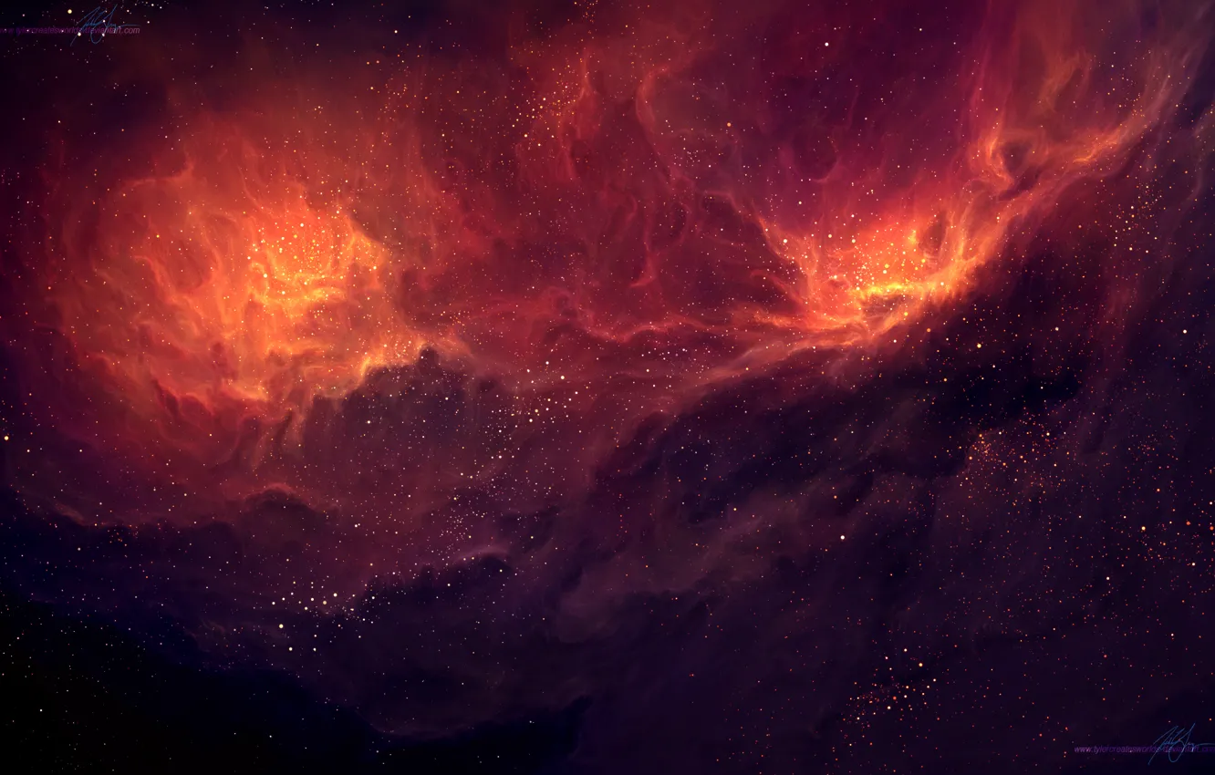 Photo wallpaper space, stars, clouds, art