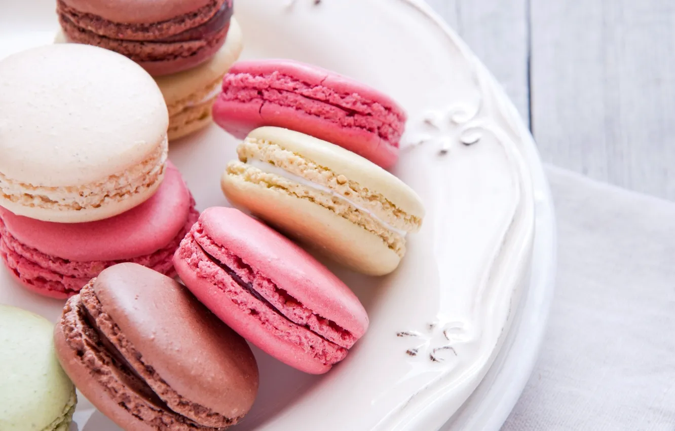Photo wallpaper cookies, plate, sweets, dessert, macaron, macaroon