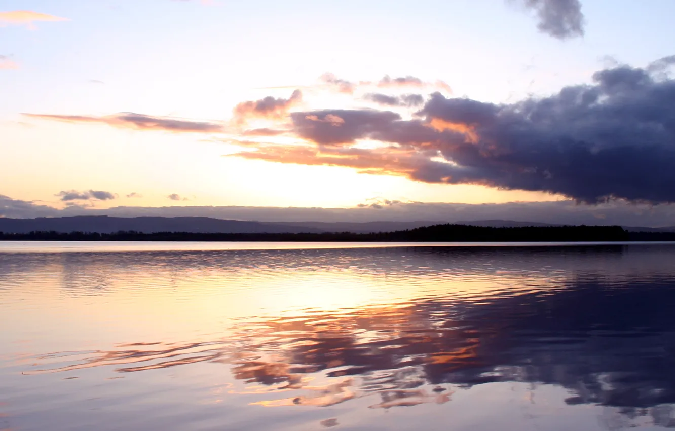 Photo wallpaper the sky, water, clouds, landscape, nature, lake, river, dual monitor hdtv
