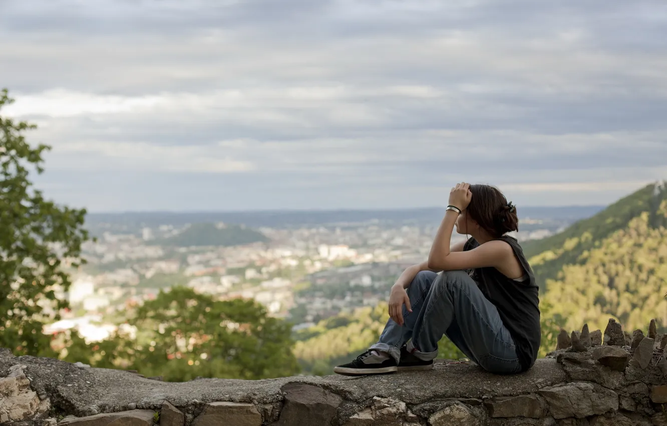 Photo wallpaper girl, background, mood