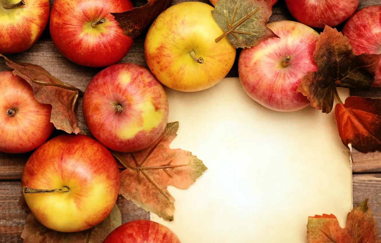 Photo wallpaper apples, fruit, leaves, apples
