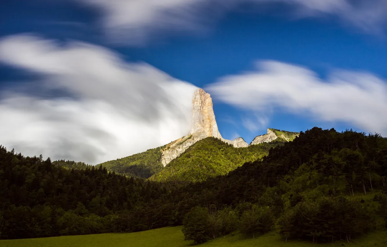 Photo wallpaper forest, clouds, mountains, nature, peak, Palian