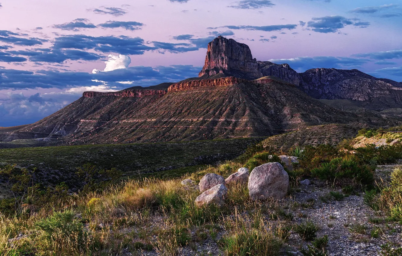 Photo wallpaper landscape, sunset, mountains, nature