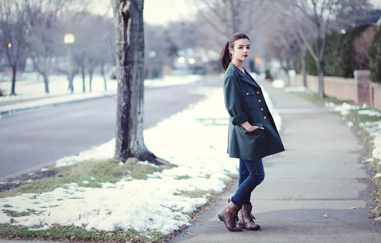 Photo wallpaper winter, makeup, coat, Katie JoAnne