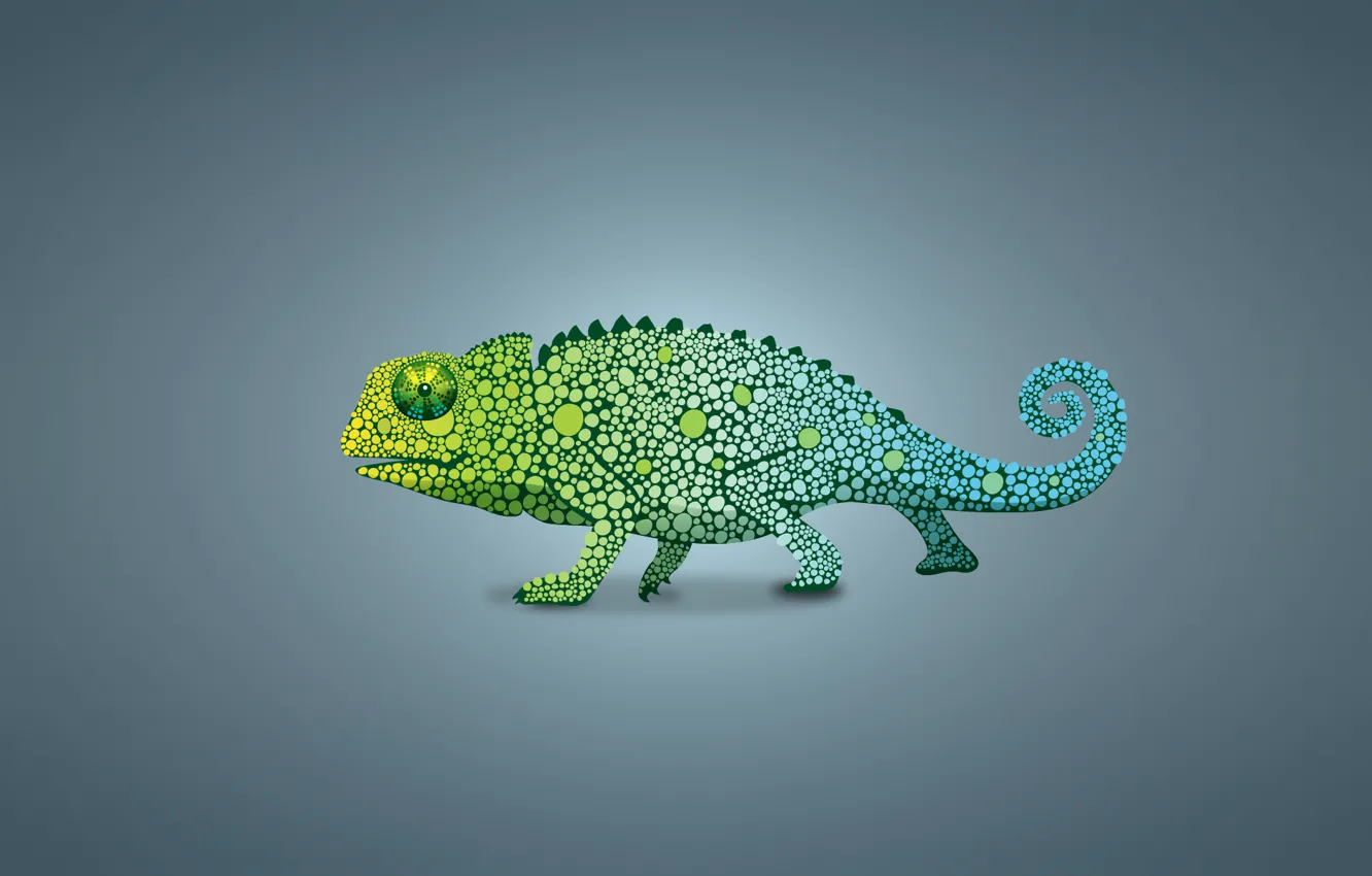 Photo wallpaper green, chameleon, lizard, light background, chameleon