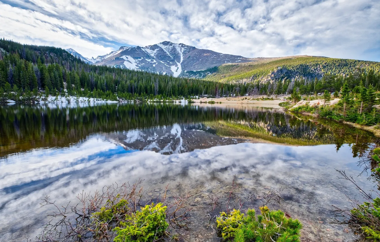 Photo wallpaper landscape, mountains, nature, lake