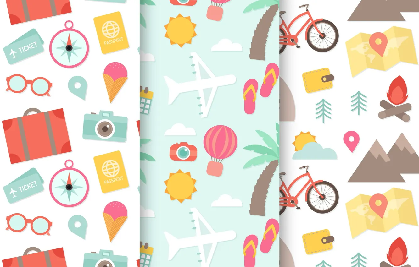 Photo wallpaper background, texture, camera, pattern, plane, ice cream, travel, Collection