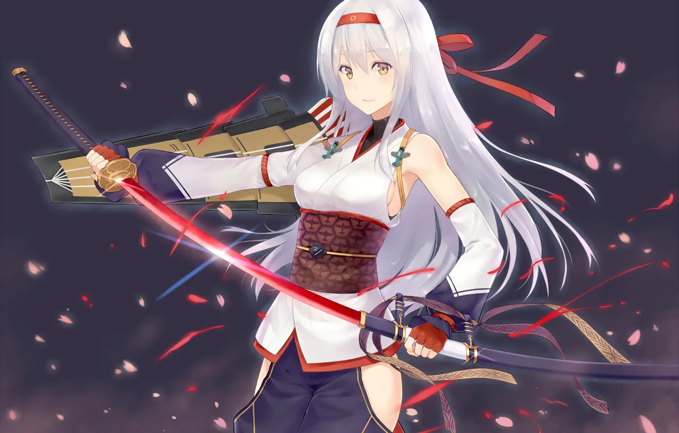 Photo wallpaper girl, sword, anime, art