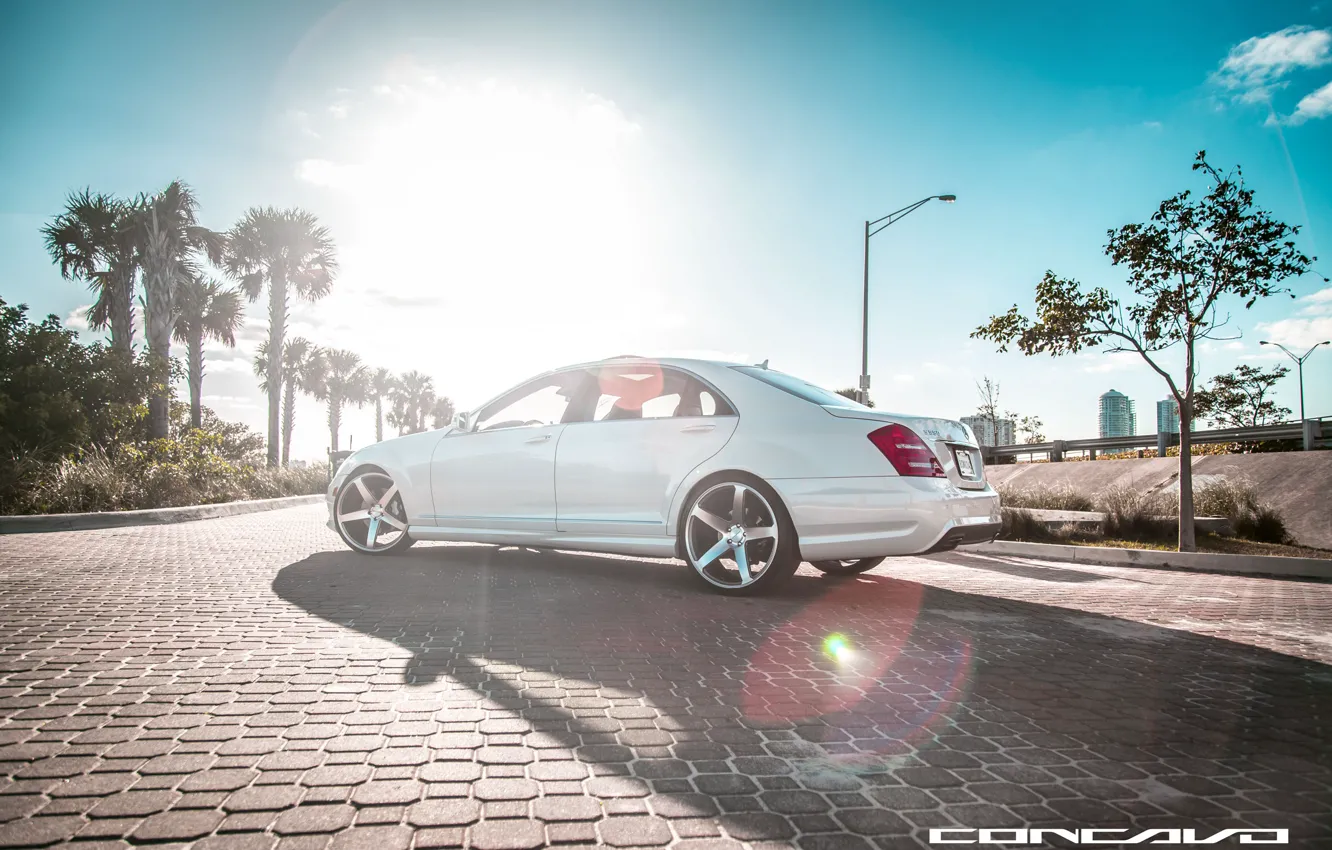 Photo wallpaper machine, auto, Palma, Mercedes Benz, auto, S550, Wheels, Concave