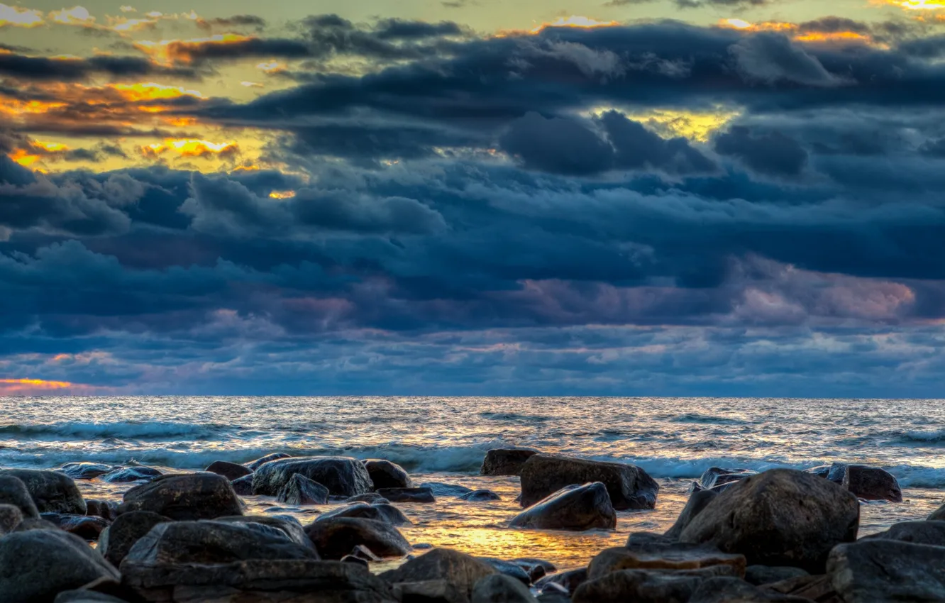 Photo wallpaper clouds, stones, Finland, Finland, The Baltic sea, Baltic Sea, The Gulf of Bothnia, Gulf of …