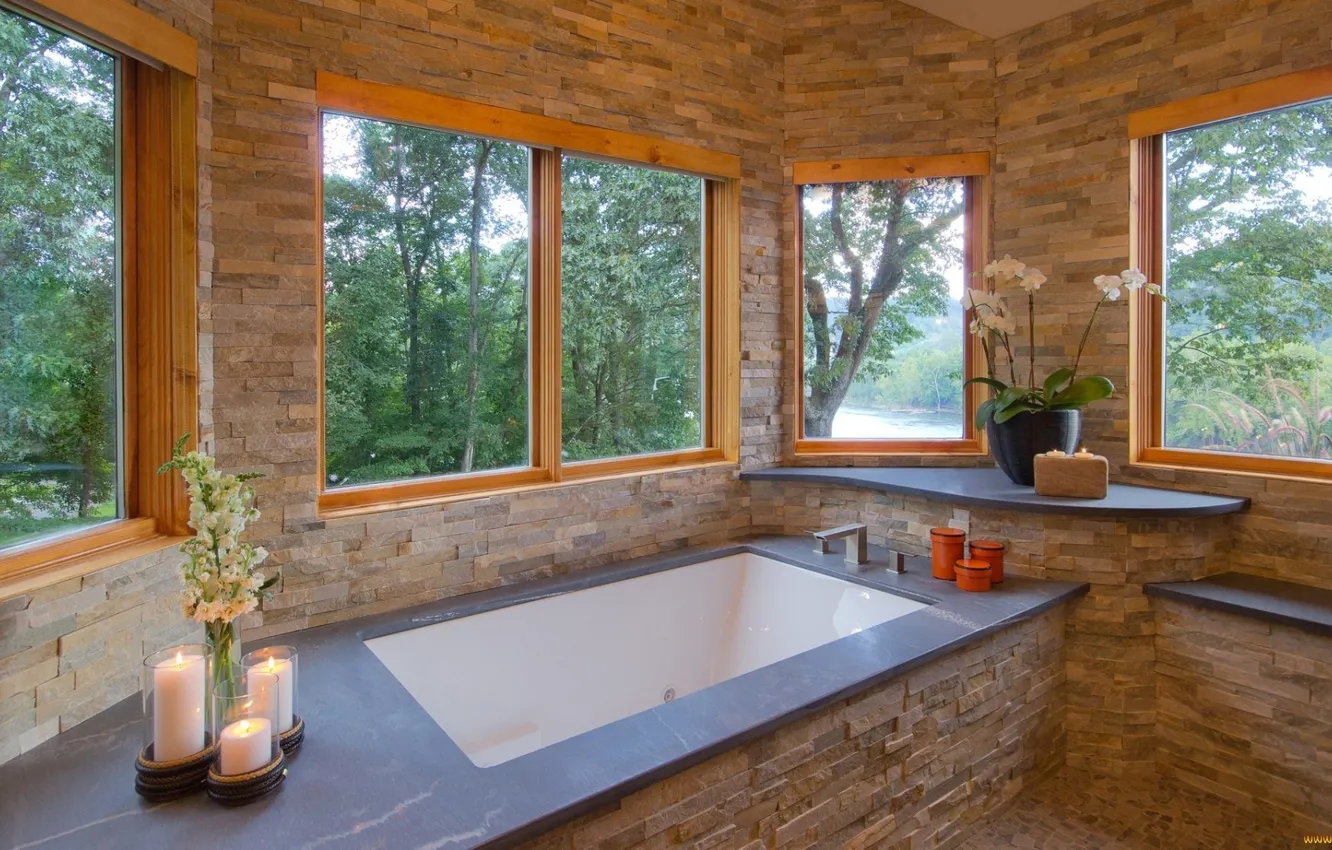 Photo wallpaper design, style, room, interior, bathroom
