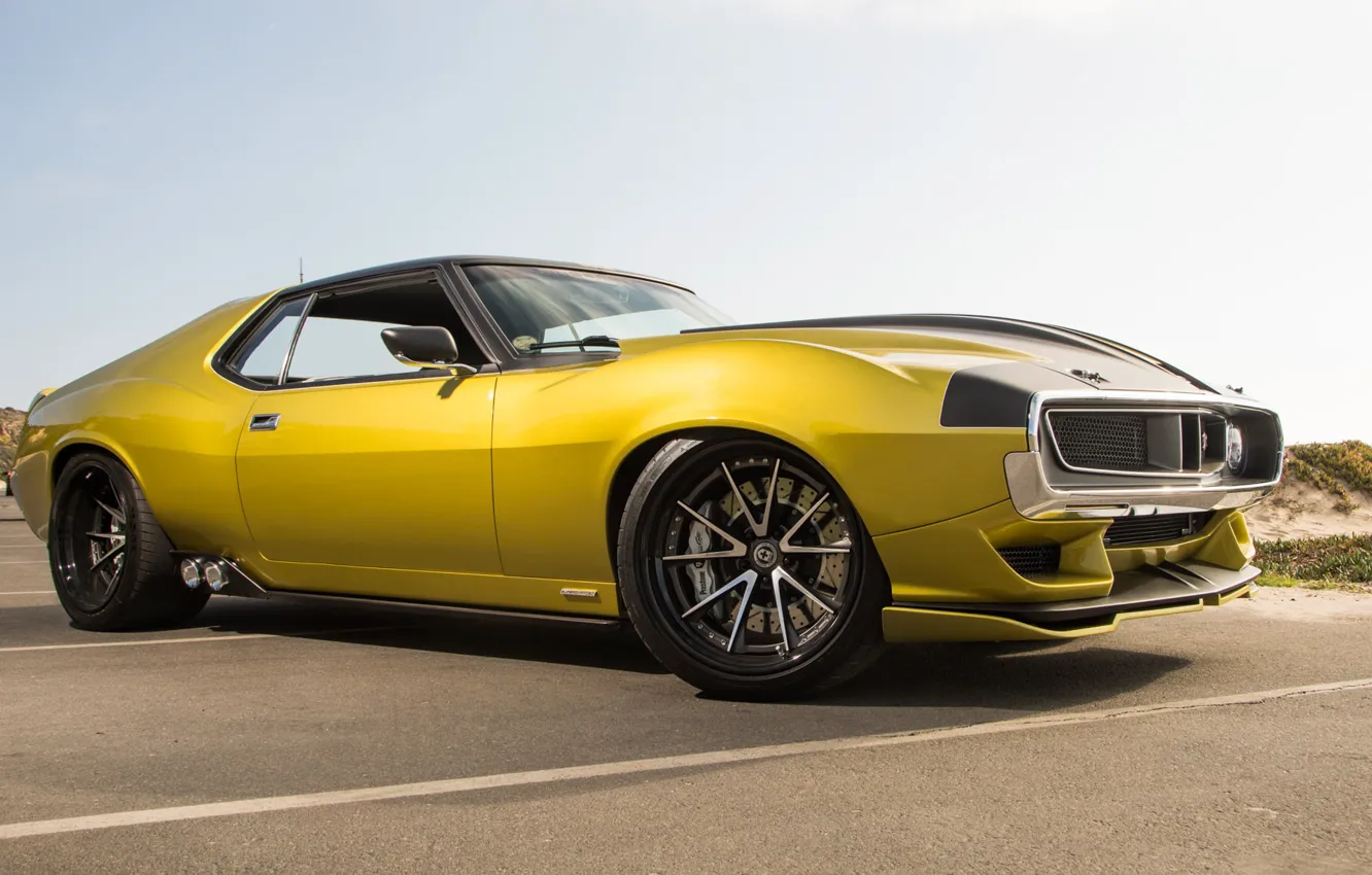 Photo wallpaper Muscle, Car, Yellow, AMC, AMC Javelin