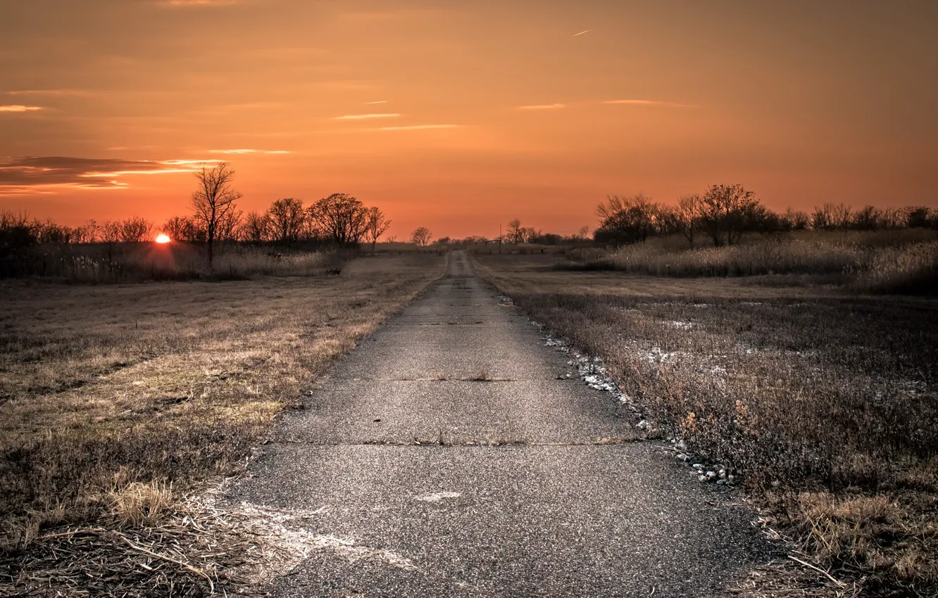 Photo wallpaper road, night, the darkness