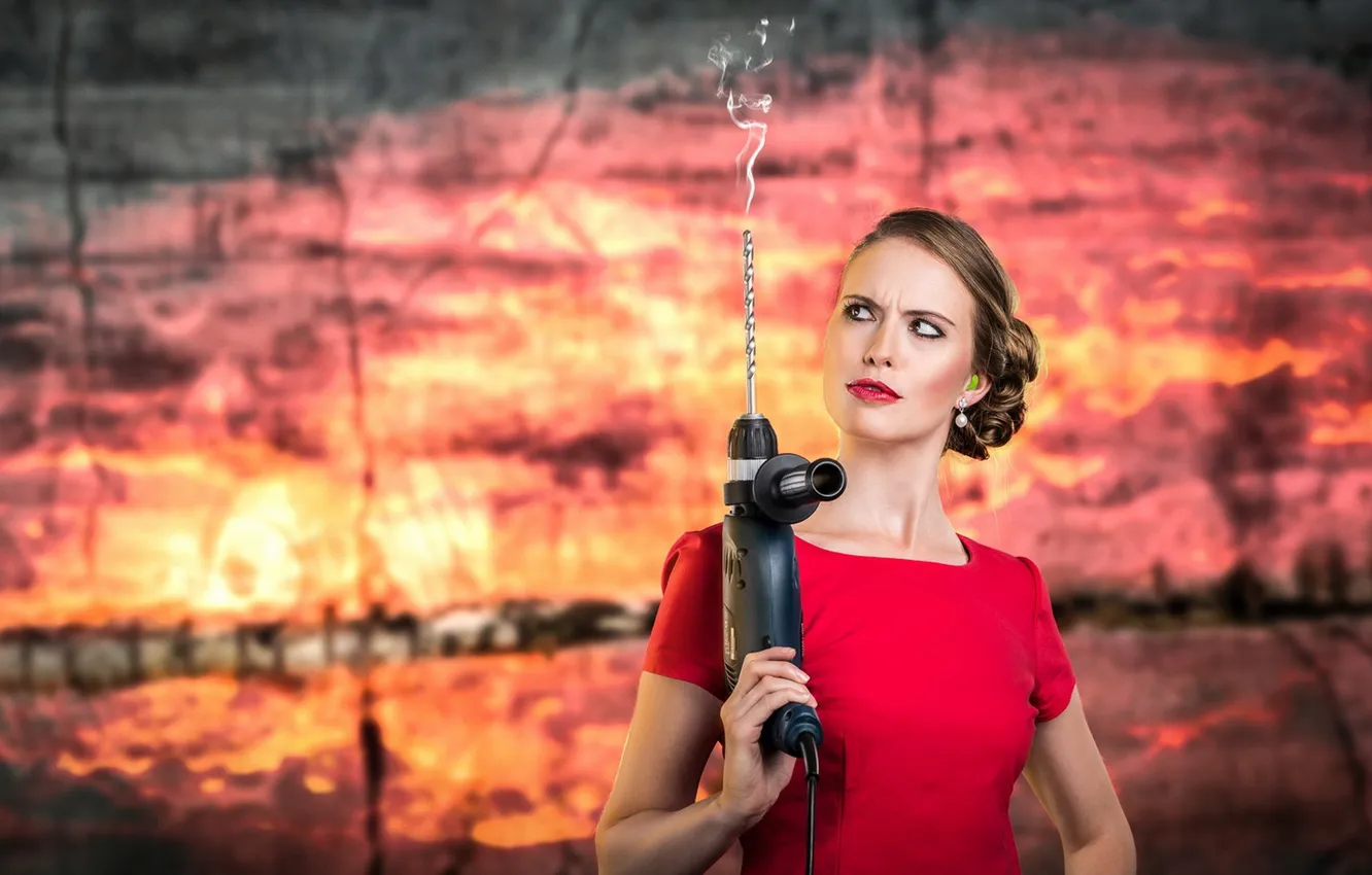 Photo wallpaper background, the situation, Drill Girl