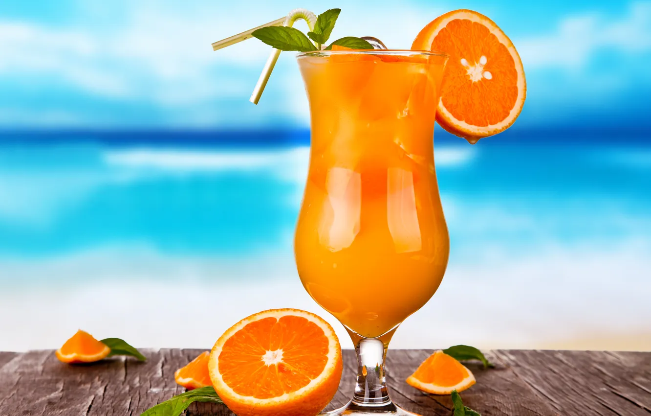Photo wallpaper summer, fresh, fruit, orange, drink, cocktail, tropical