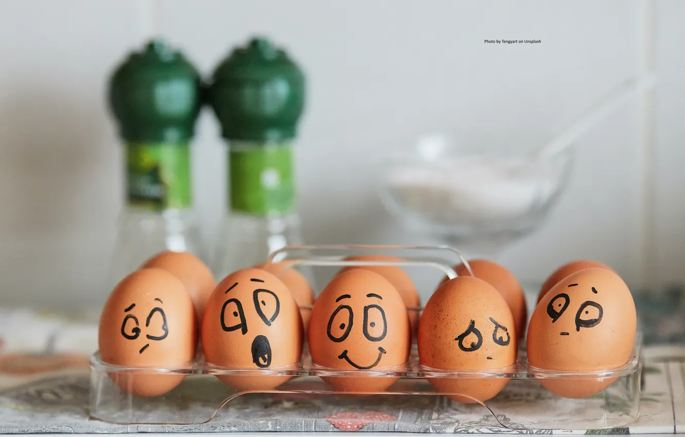 Photo wallpaper eggs, faces, joke, comical