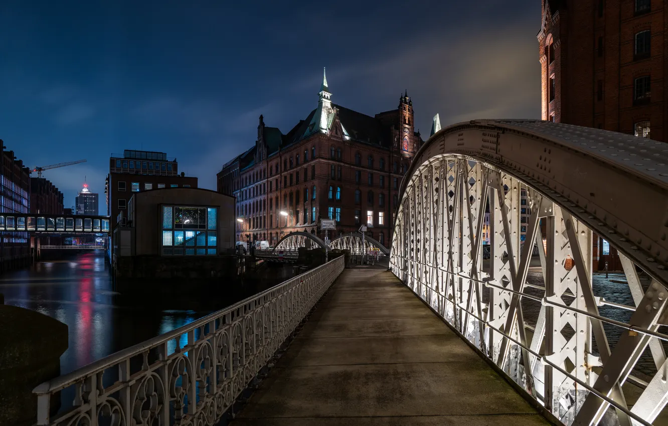 Photo wallpaper bridge, building, Germany, Hamburg