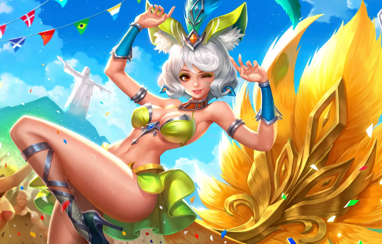Photo wallpaper girl, the game, tail, parade, ears, King of Glory, The king of glory