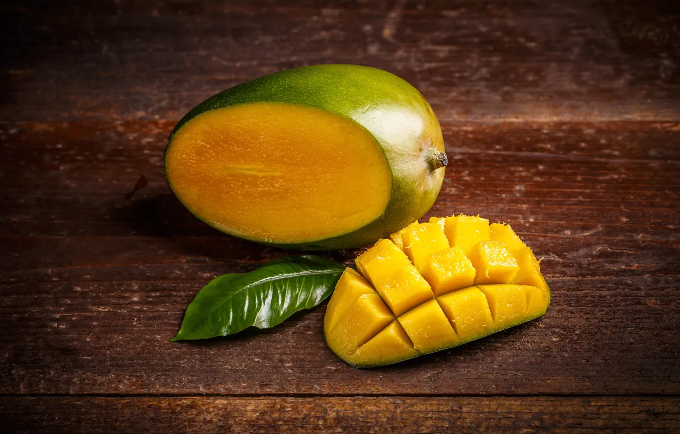 Photo wallpaper cubes, Board, fruit, mango, cutting