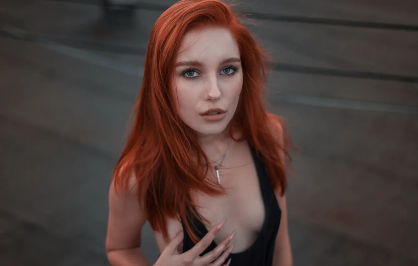 Photo wallpaper girl, lips, look, Red hair, Maria Larina, Igor Korzh
