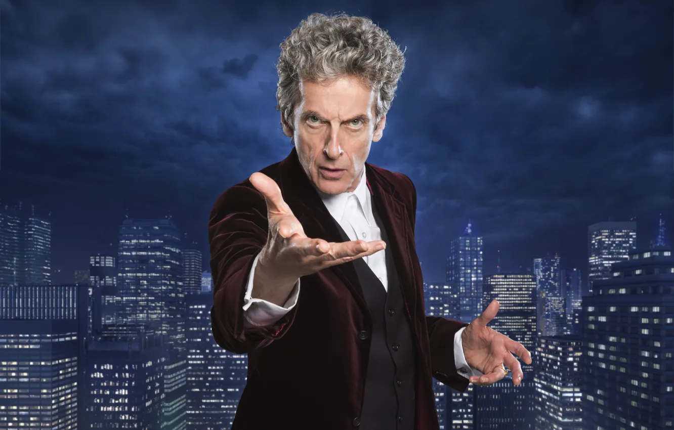 Photo wallpaper the sky, look, the city, home, skyscrapers, actor, male, Doctor Who
