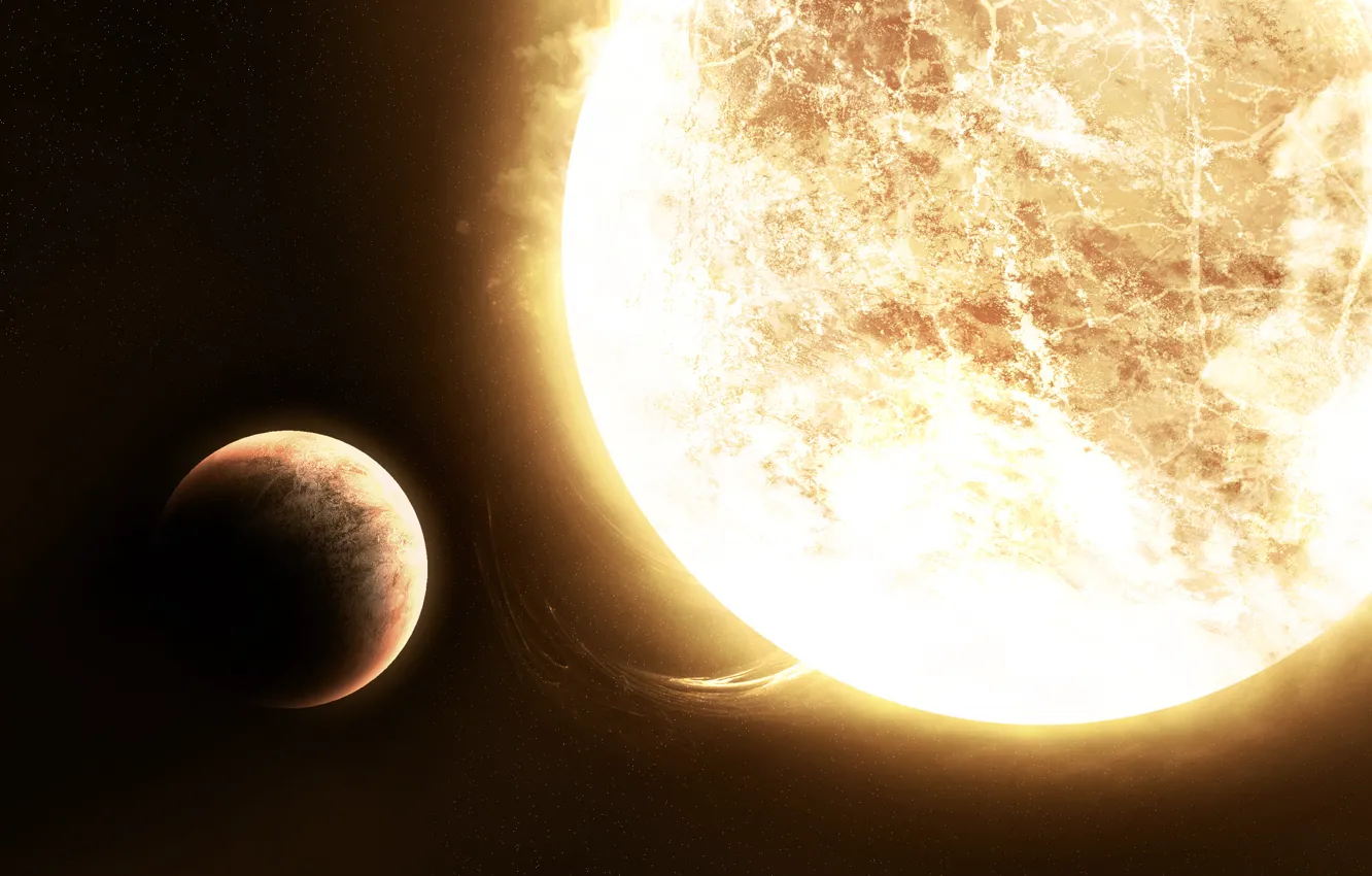 Photo wallpaper space, planet, dal, the red-hot planet