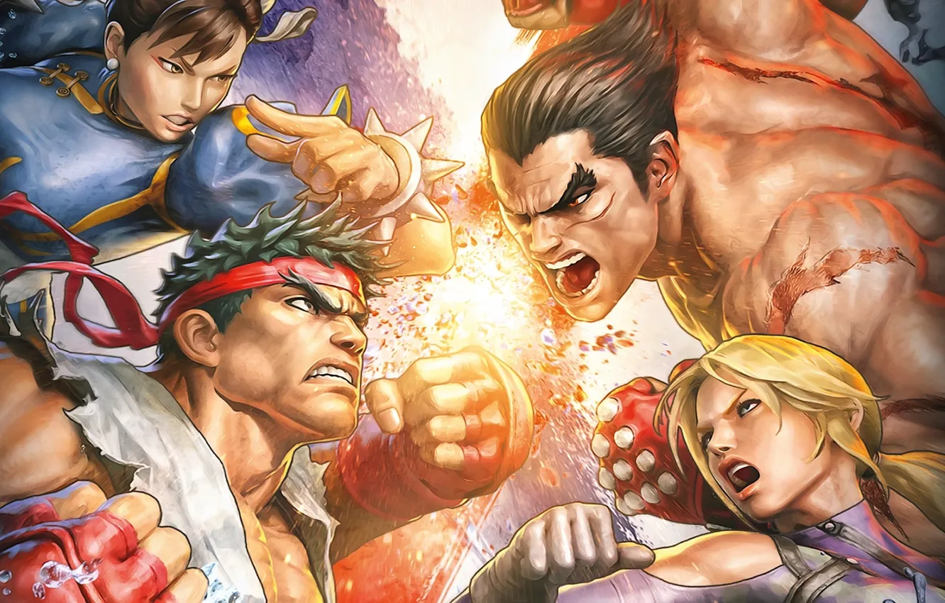 Photo wallpaper Fighting, Fighters, Street Fighter X Tekken, Tekken, Mishima Kazuya, Street Fighter, Chunli, Nina Williams