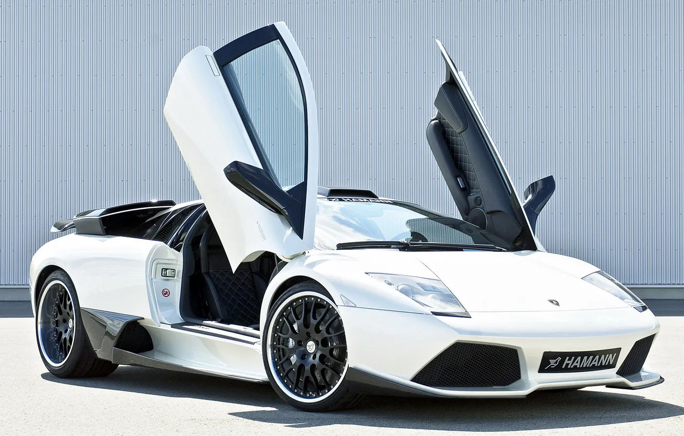 Photo wallpaper white, Lamborghini, door, Hamann, car, Murcielago, the front, LP640