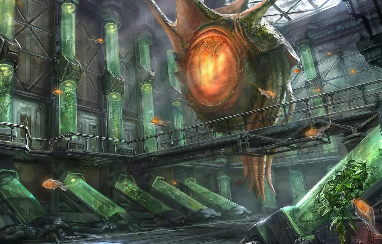 Photo wallpaper plant, experiments, laboratory, tubes