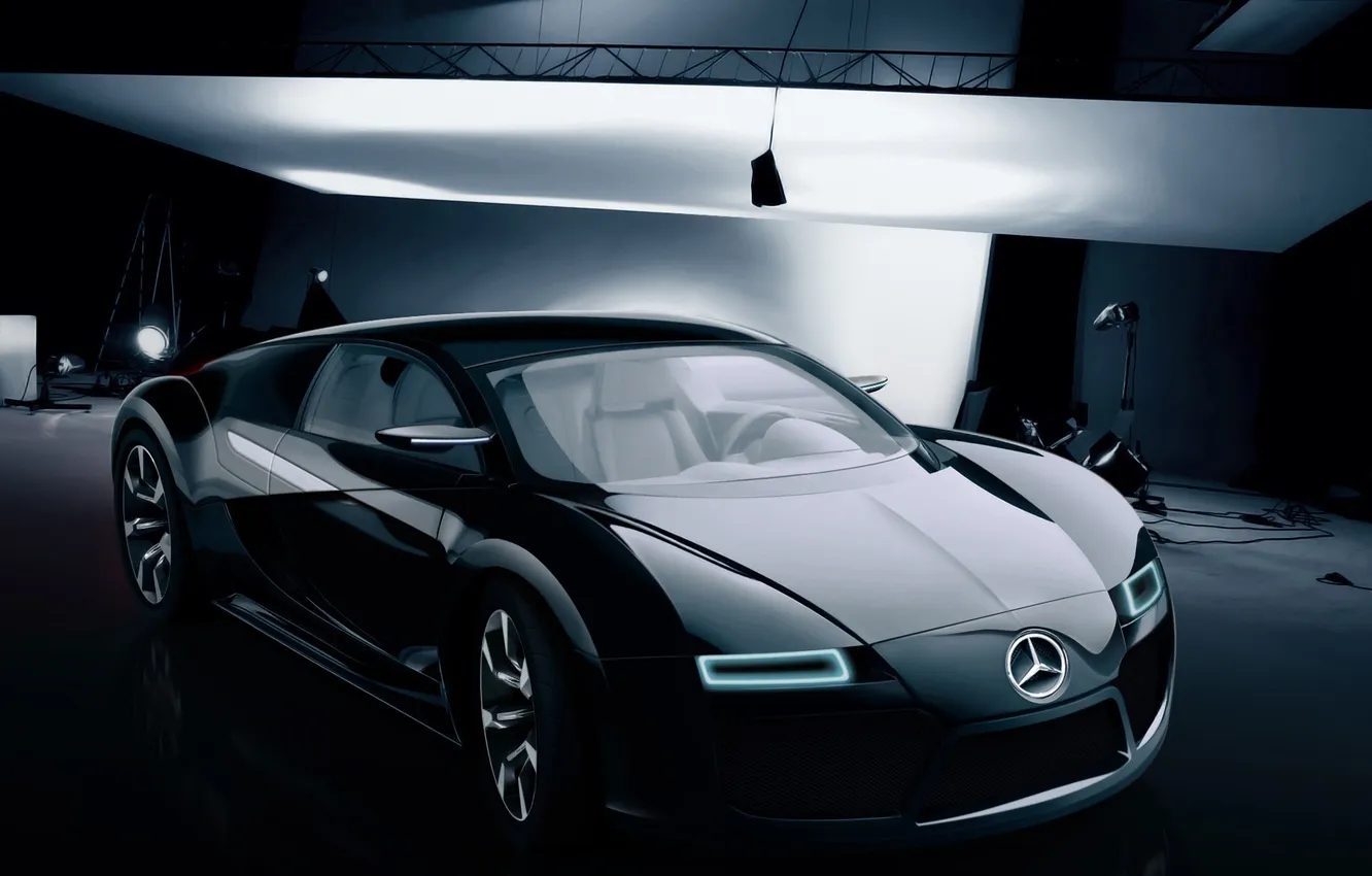 Photo wallpaper background, lights, Mercedes, body, cool, Benz SLS Concept