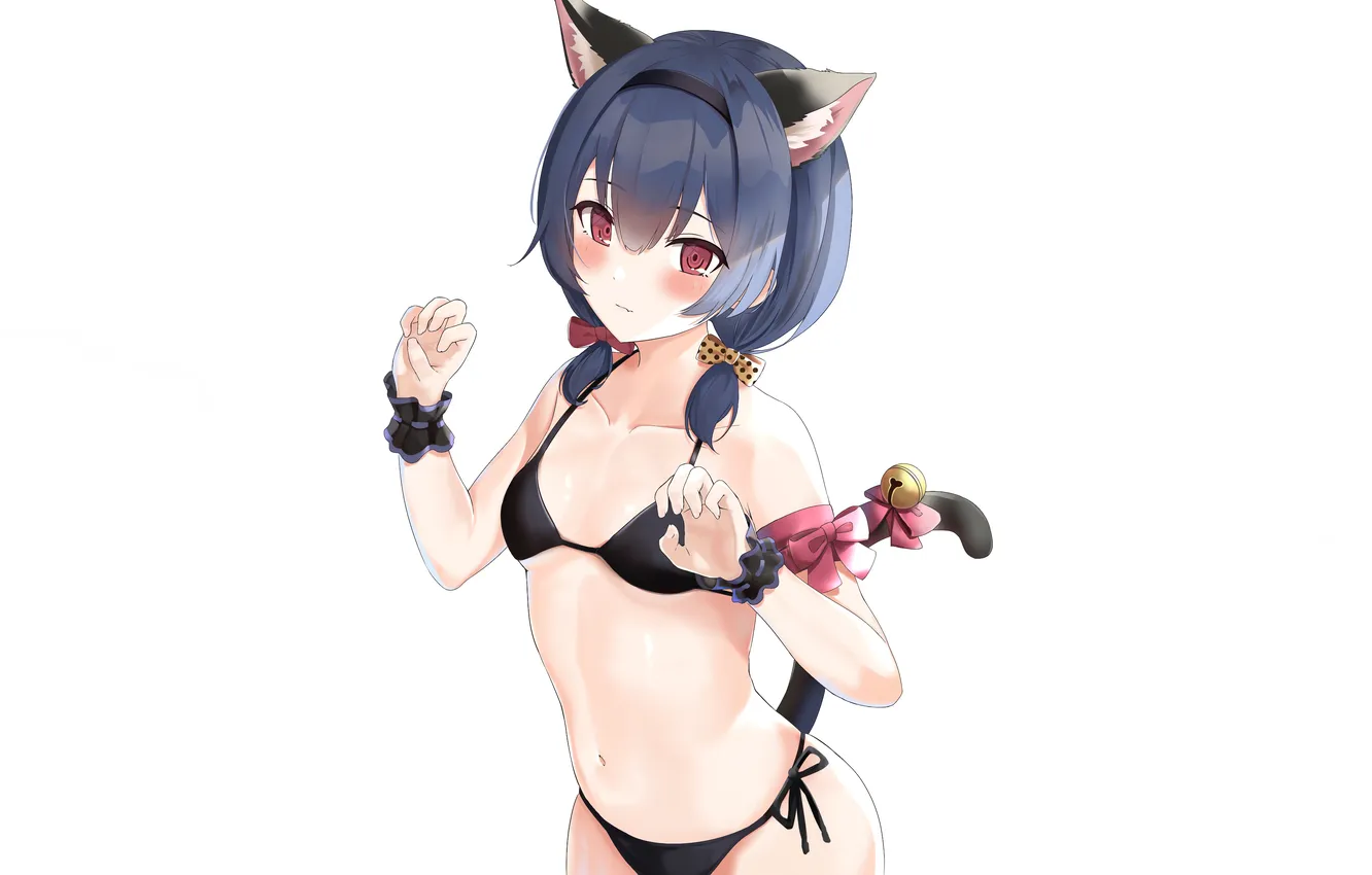 Photo wallpaper girl, sexy, cleavage, boobs, animal ears, sexy girl, anime, catgirl