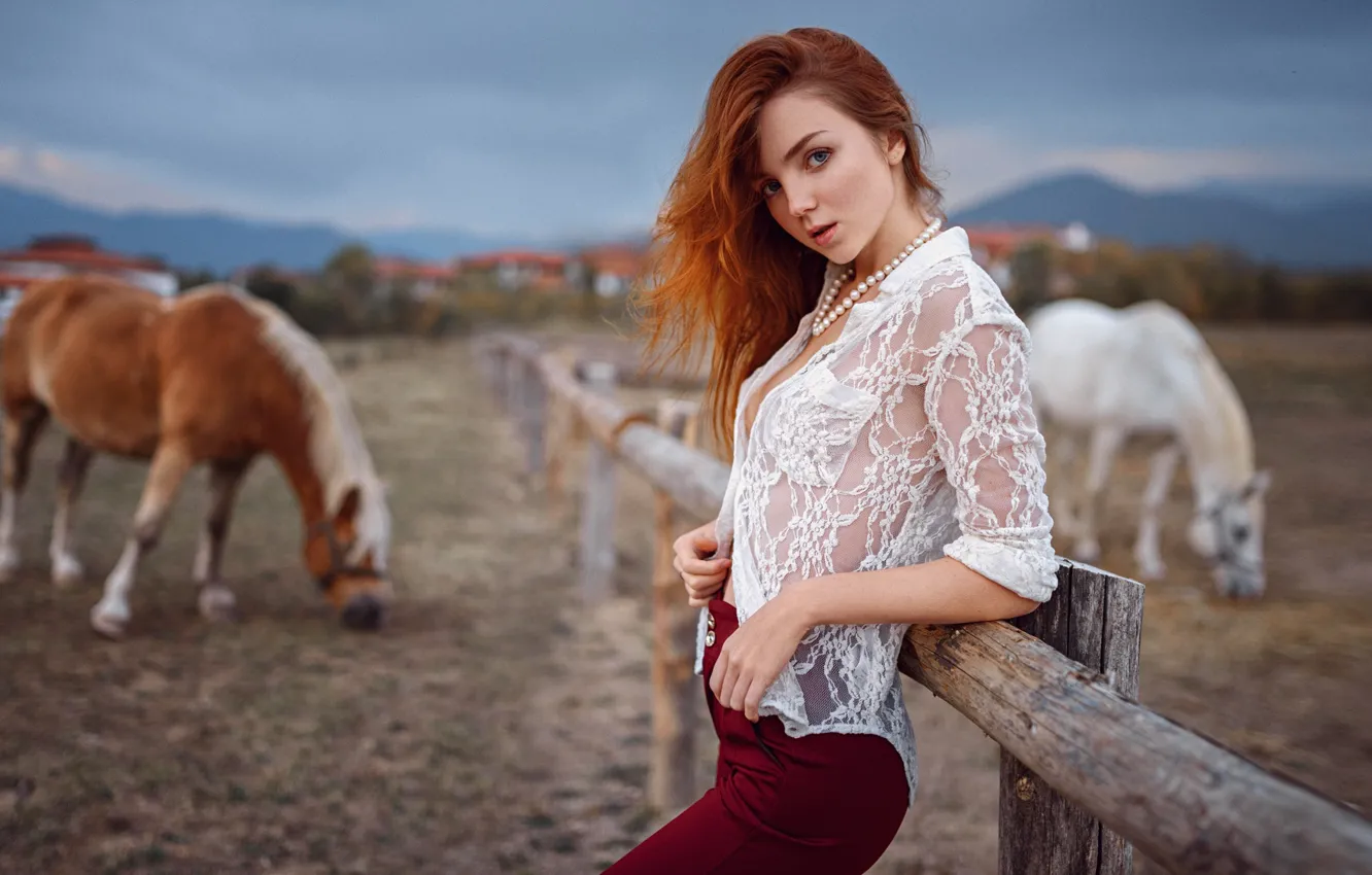 Photo wallpaper look, girl, horse, George Chernyadev, Georgy Chernyadyev, Catherine Seriukova, Ekaterina Sherzhukova