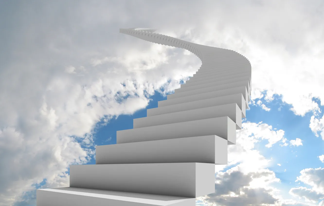 Photo wallpaper the sky, clouds, ladder