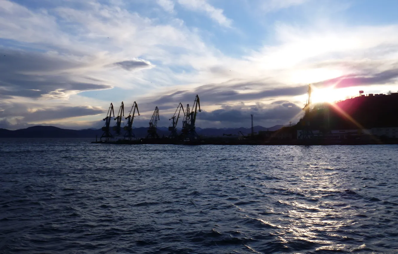 Photo wallpaper sea, sunset, Kamchatka
