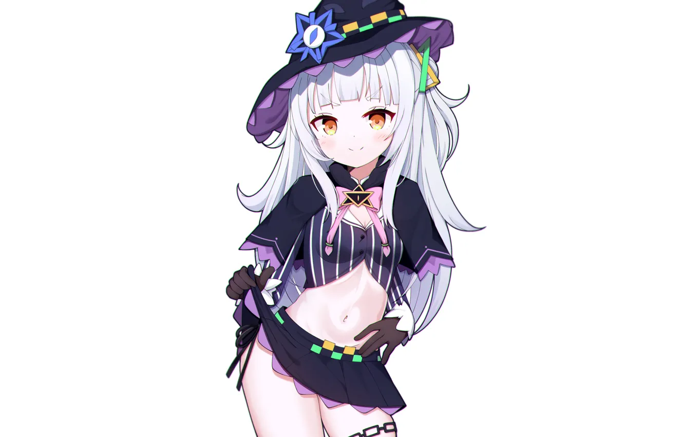 Photo wallpaper girl, sexy, cleavage, blouse, long hair, hat, boobs, anime