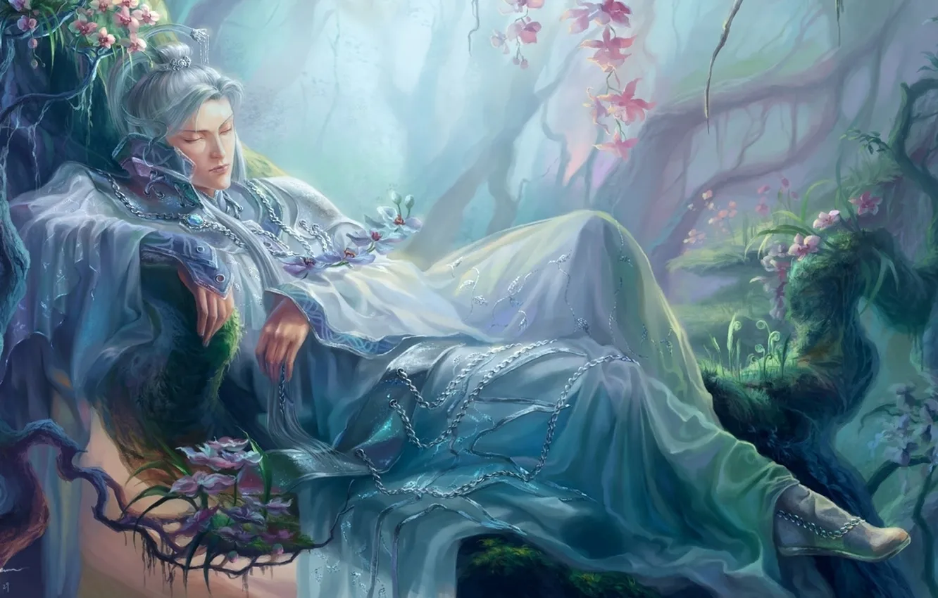 Photo wallpaper sleep, male, Asian style