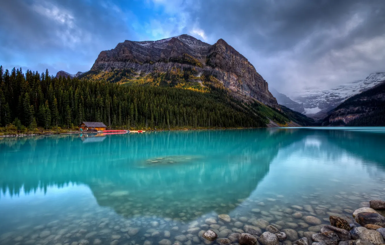 Photo wallpaper Lake Louise, nature, sinking