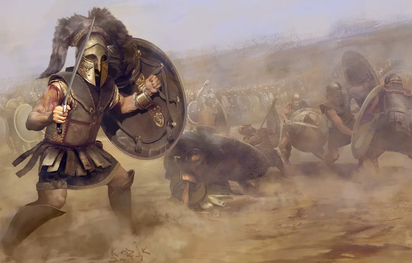 Photo wallpaper weapons, warrior, the battle, Frontline, Peloponez