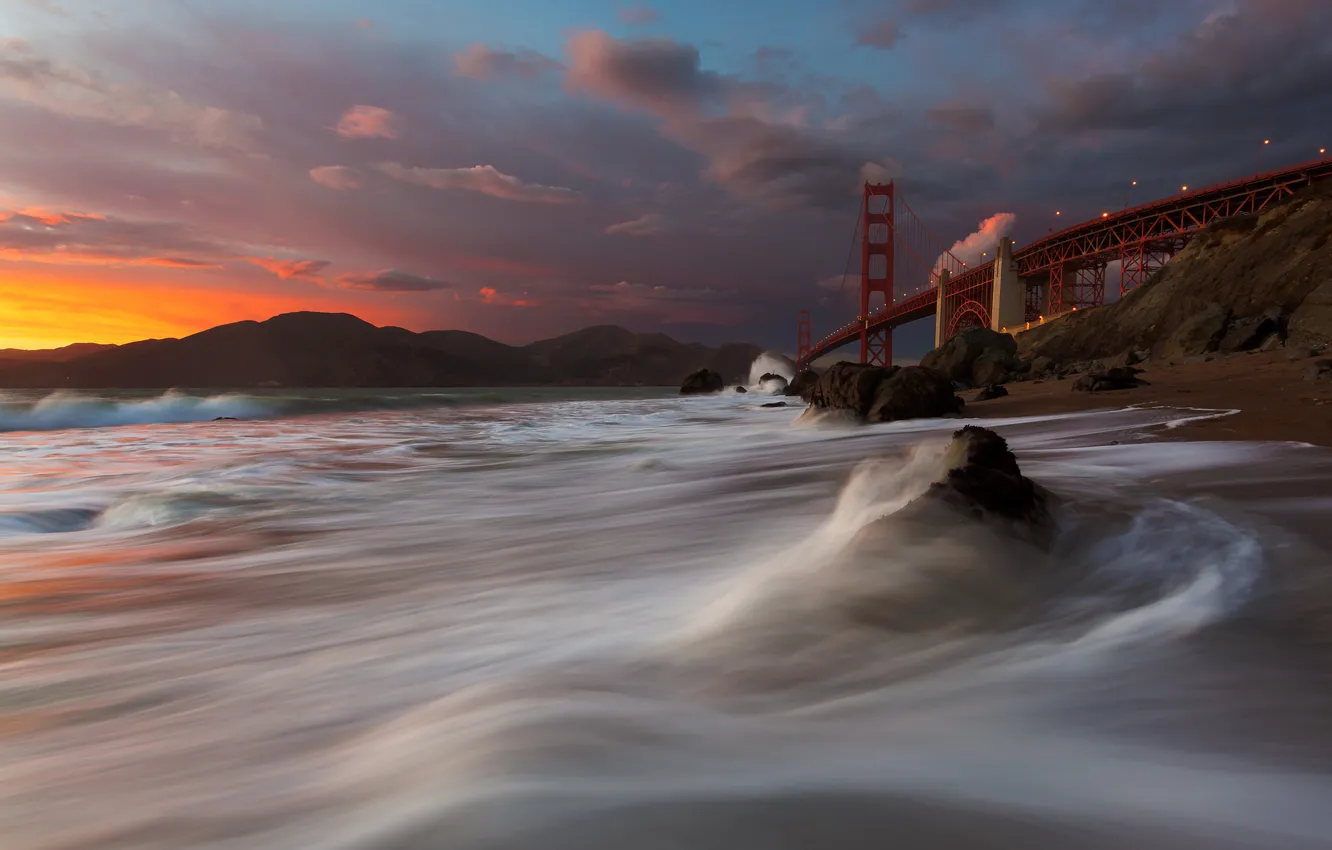 Photo wallpaper Golden Gate Bridge, San Francisco, Marshall Beach