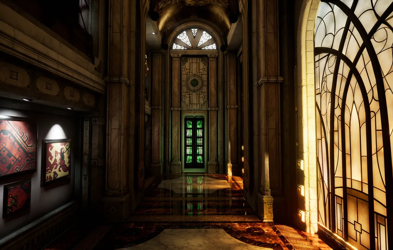 Photo wallpaper stained glass, the room, entrance, Katha Island, Mystery Mansion
