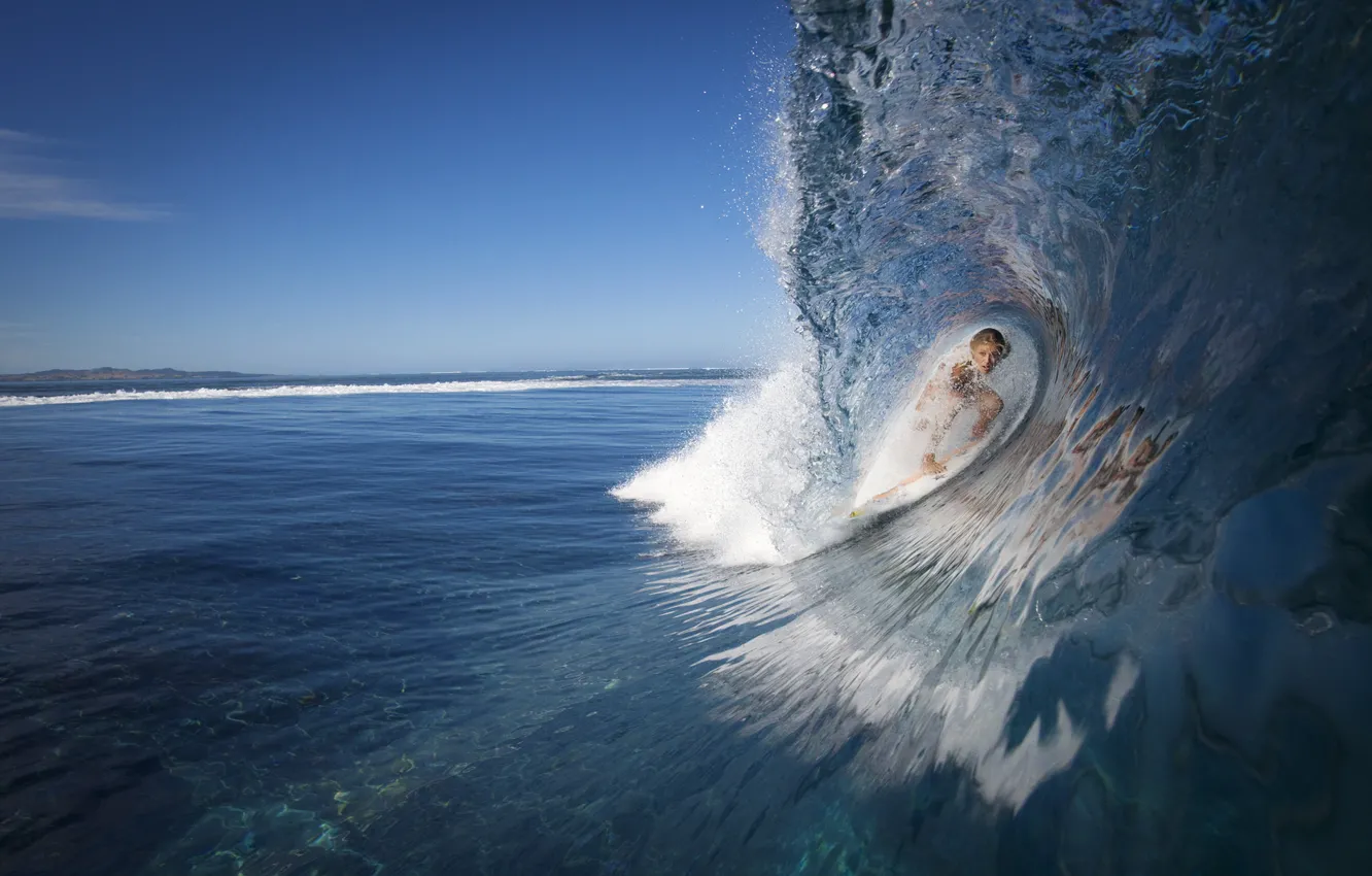 Photo wallpaper the ocean, wave, Windsurfing