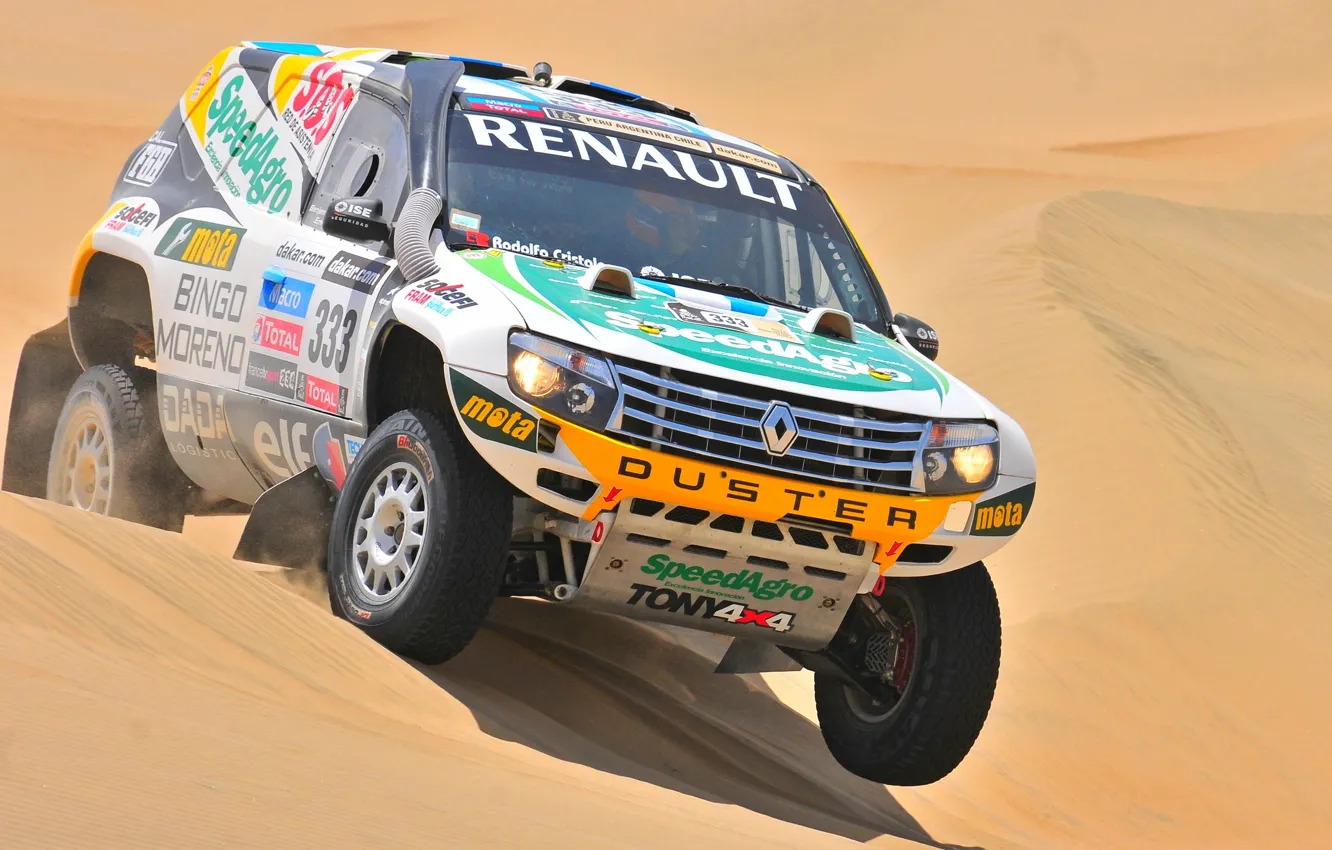 Photo wallpaper Sand, Sport, Renault, Jeep, Rally, Dakar, Dakar, SUV