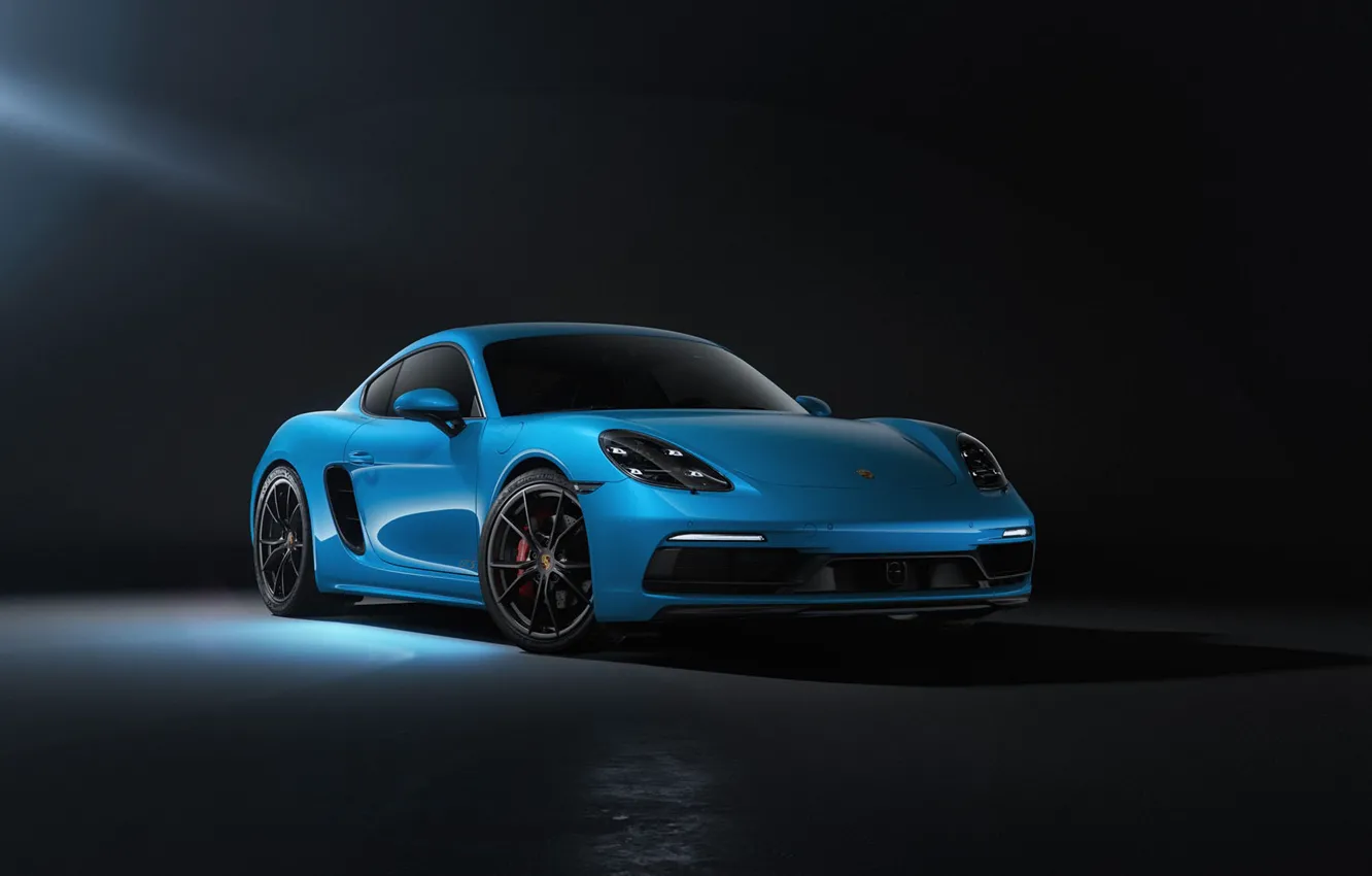 Photo wallpaper Auto, Blue, Porsche, Machine, Cayman, Blue, Car, Rendering