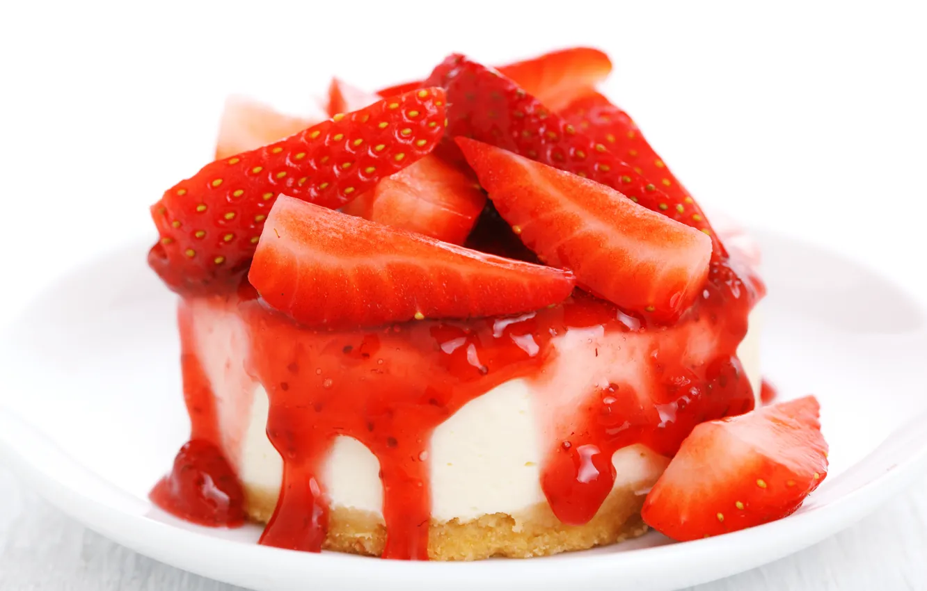 Photo wallpaper berries, strawberry, cream, dessert, sweet, strawberry, dessert, fresh berries